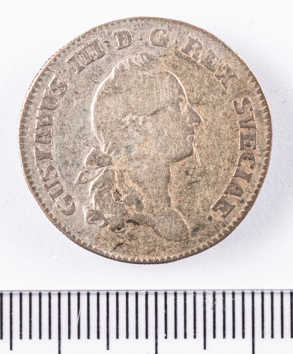 Mynt, Sverige, 1/6 riksdaler, 16 öre s.m, 1777.