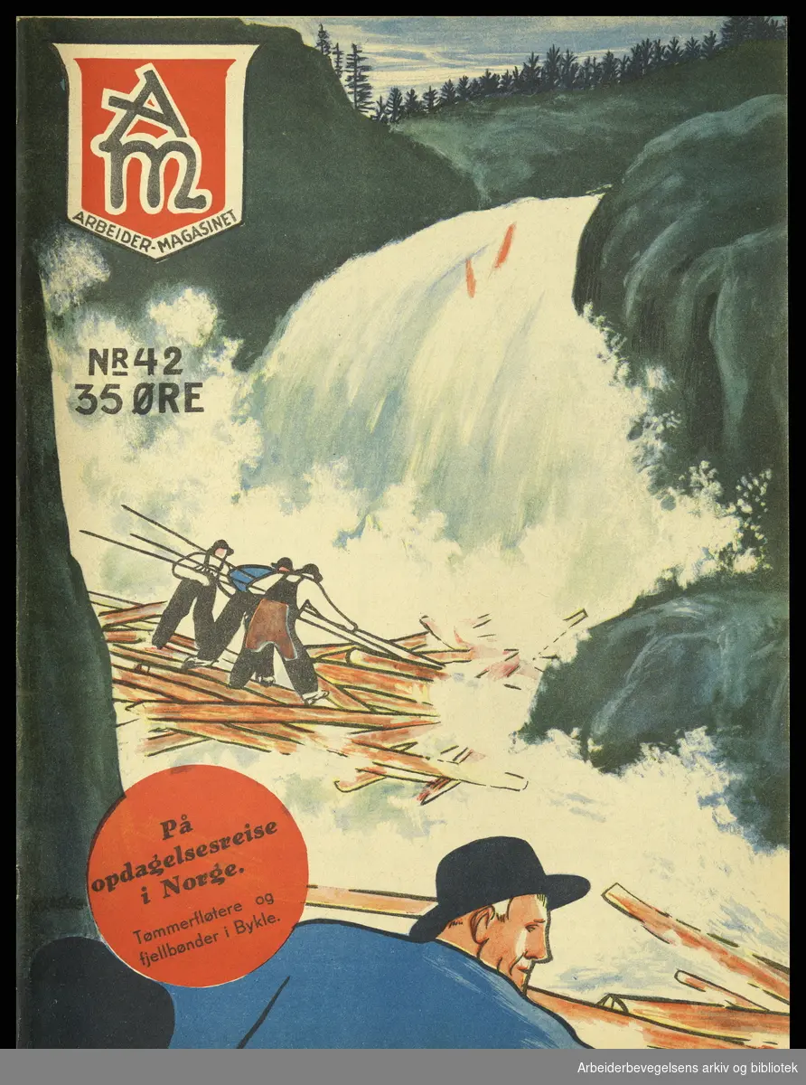 Arbeidermagasinet - Magasinet for alle. Forside. Nr. 42. 1934. Illustrasjon av Bjarne Restan.