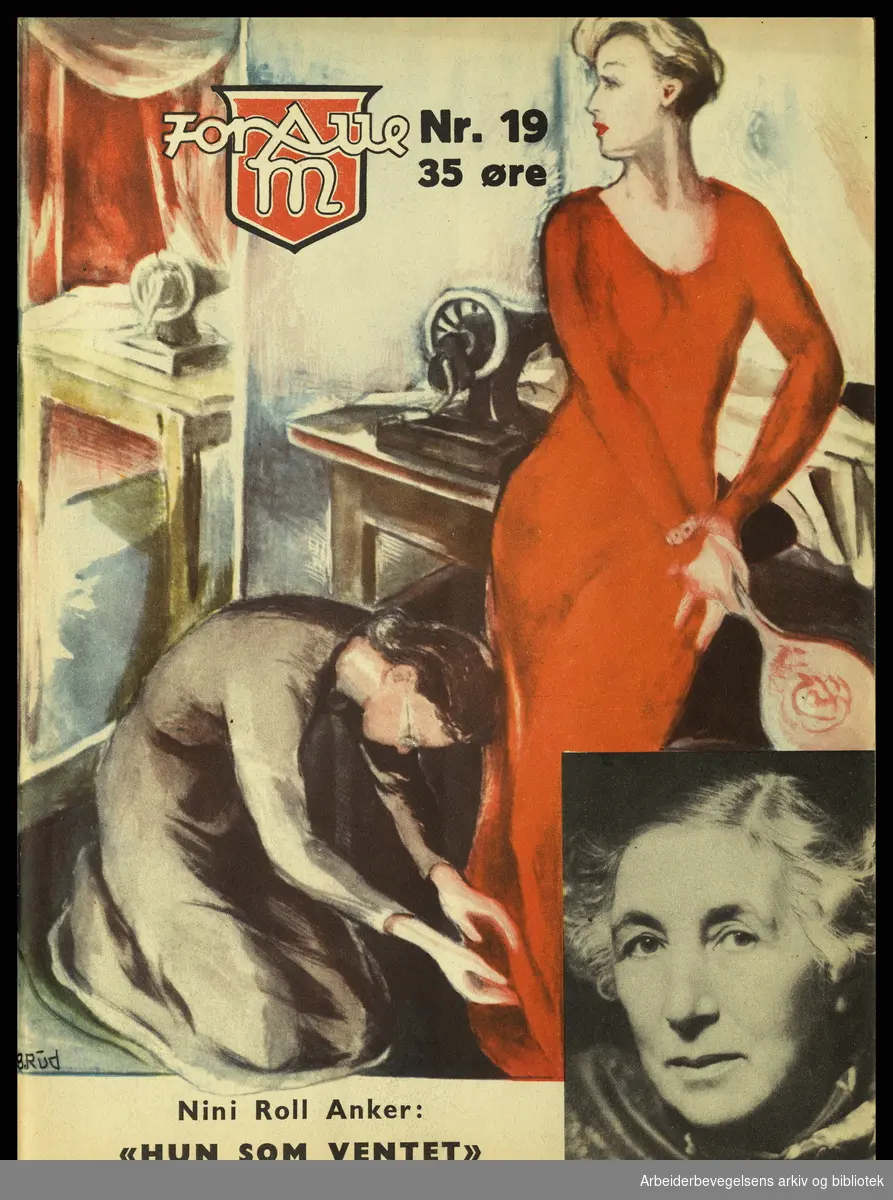 Arbeidermagasinet - Magasinet for alle. Forside. Nr. 19. 1939. Illustrasjon Borghild Rud. Fotografi av Nini Roll Anker.