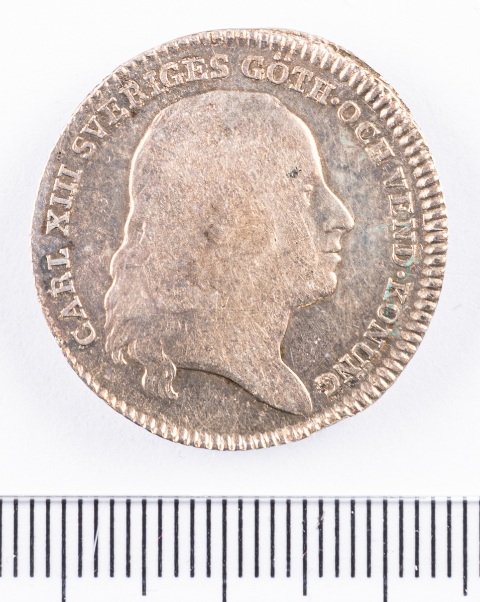 Mynt, Sverige, 1/6 riksdaler, 1810.