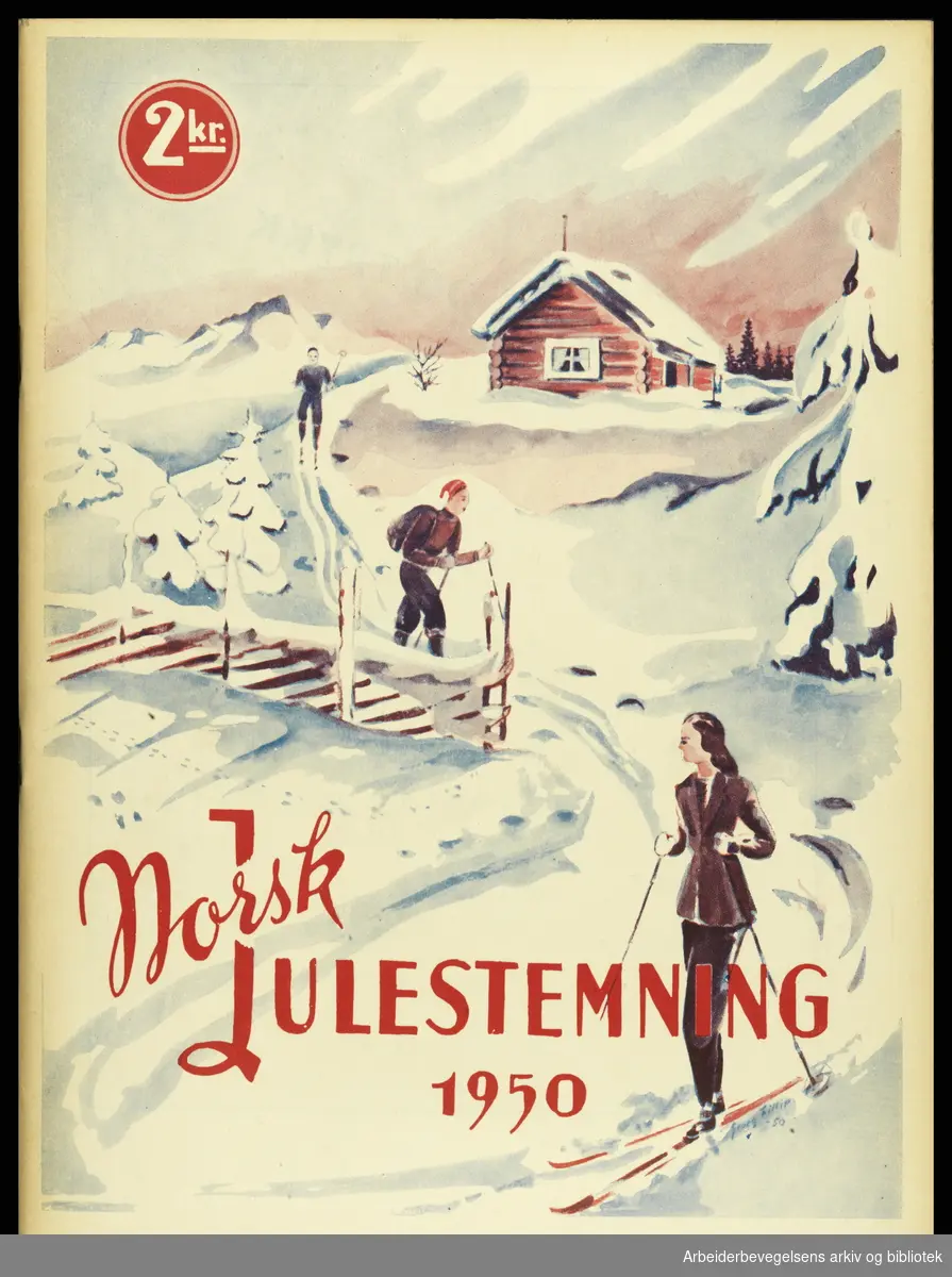 Norsk Julestemning 1950. Julehefte utgitt av Typografkoret i Oslo. Omslagsillustrasjon: Georg Fillip..
