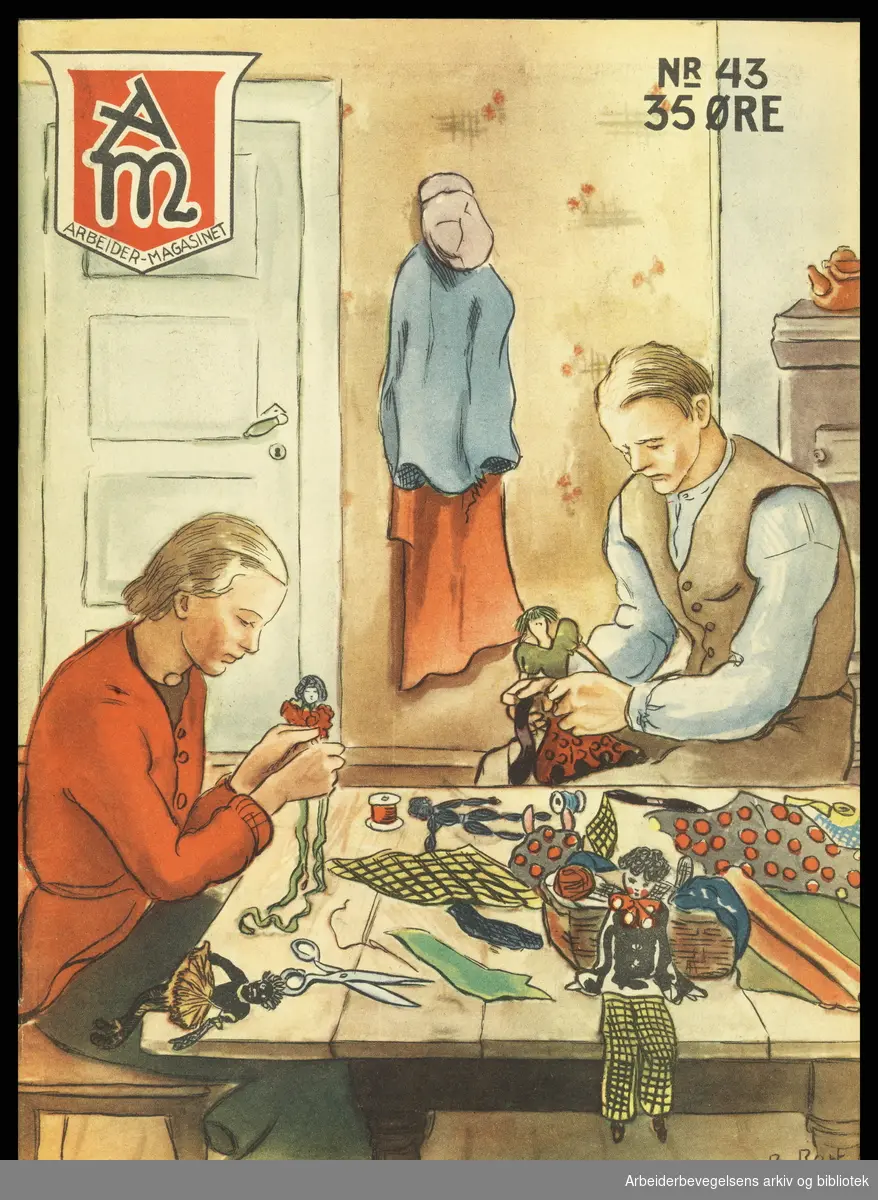 Arbeidermagasinet - Magasinet for alle. Forside. Nr. 43. 1935. Illustrasjon: Borghild Rud..