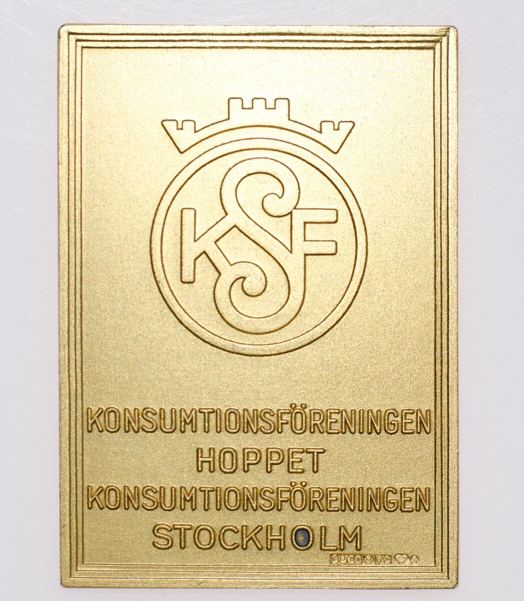 Medaljong: Konsumtionsföreningen hoppet, Konsumtionsföreningen Stockholm

