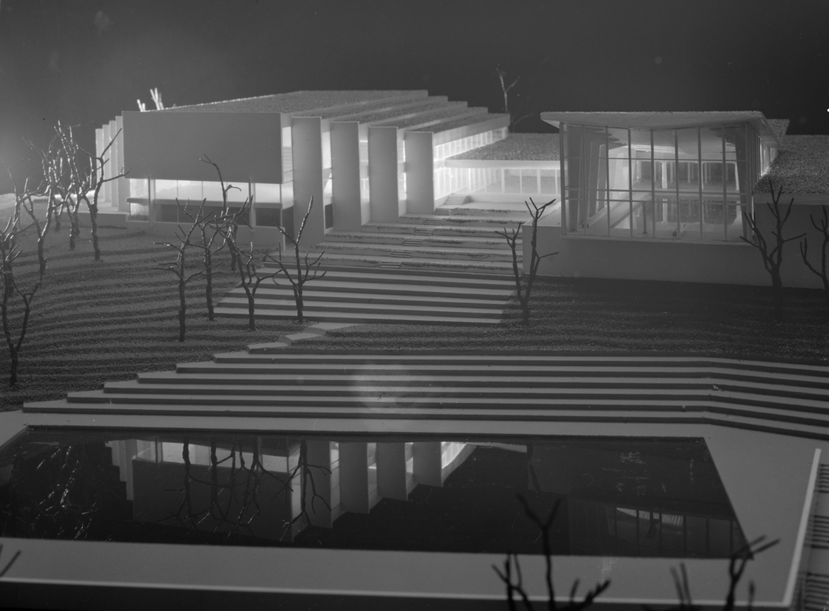 Foto av arkitektmodell av Alfheim, Tromsø.