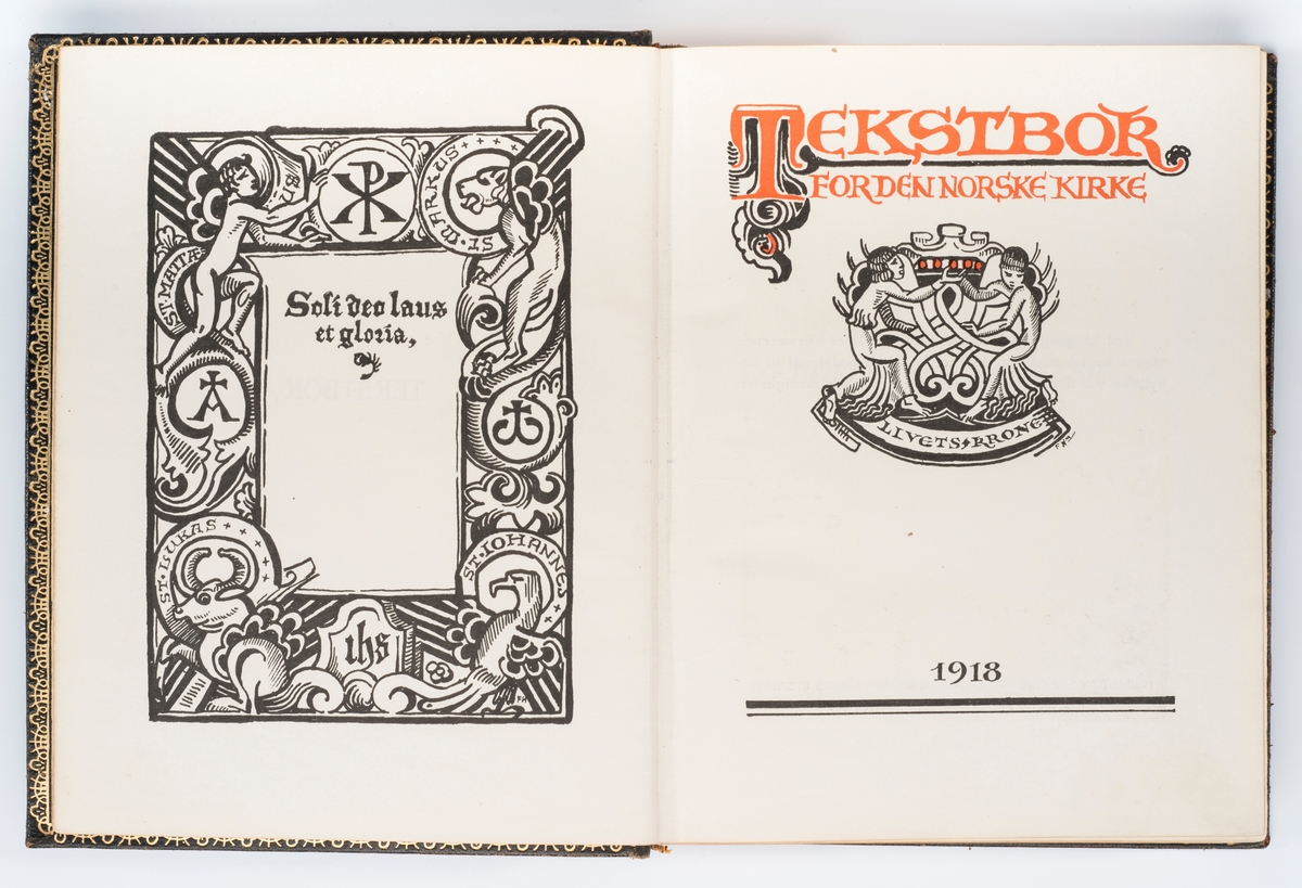 Tekstbok for den norske kirke. Kristiania, 1918.

Et vers av M. B. Landstad er skrevet i starten.