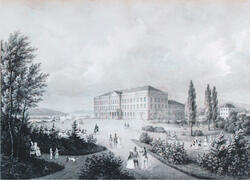 Det kongelige Slot ved Christiania [litografi]
