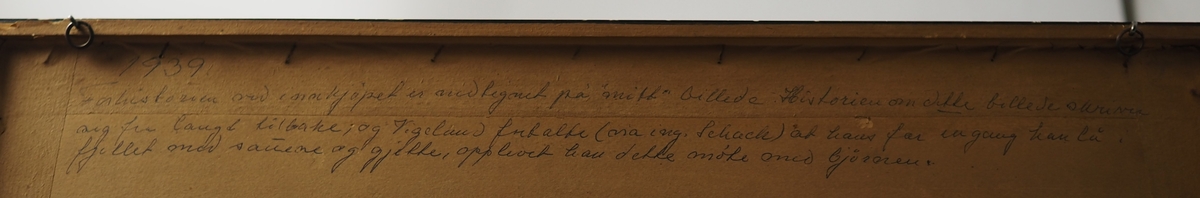 "Gutt forsvarer saueflokk" (ca. 1932). Tresnitt av Gustav Vigeland. 
Inspirasjon til tresnittet fikk Gustav Vigeland fra farens historie om da han som barn lå i fjellet og gjette en saueflokk, måtte forsvare den mot bjørneangrep.