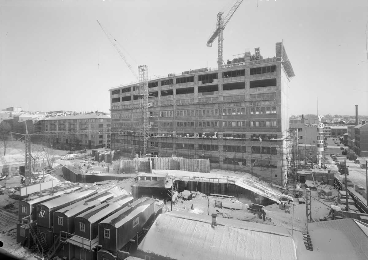 Arkitekturfoto av byggefaser i konstruksjonen av bygget til Bergene A/S på Sofienberg i Oslo.