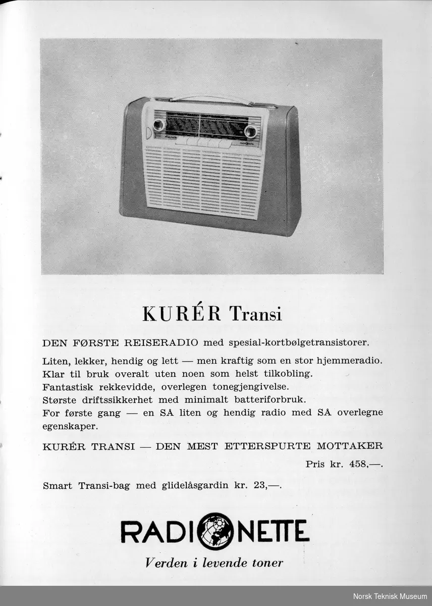 Kurér Transi, fra Radionette Radioguide, 1958-62 