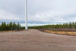 Nederste del av en vindturbin i Kjølberget vindkraftverk på 