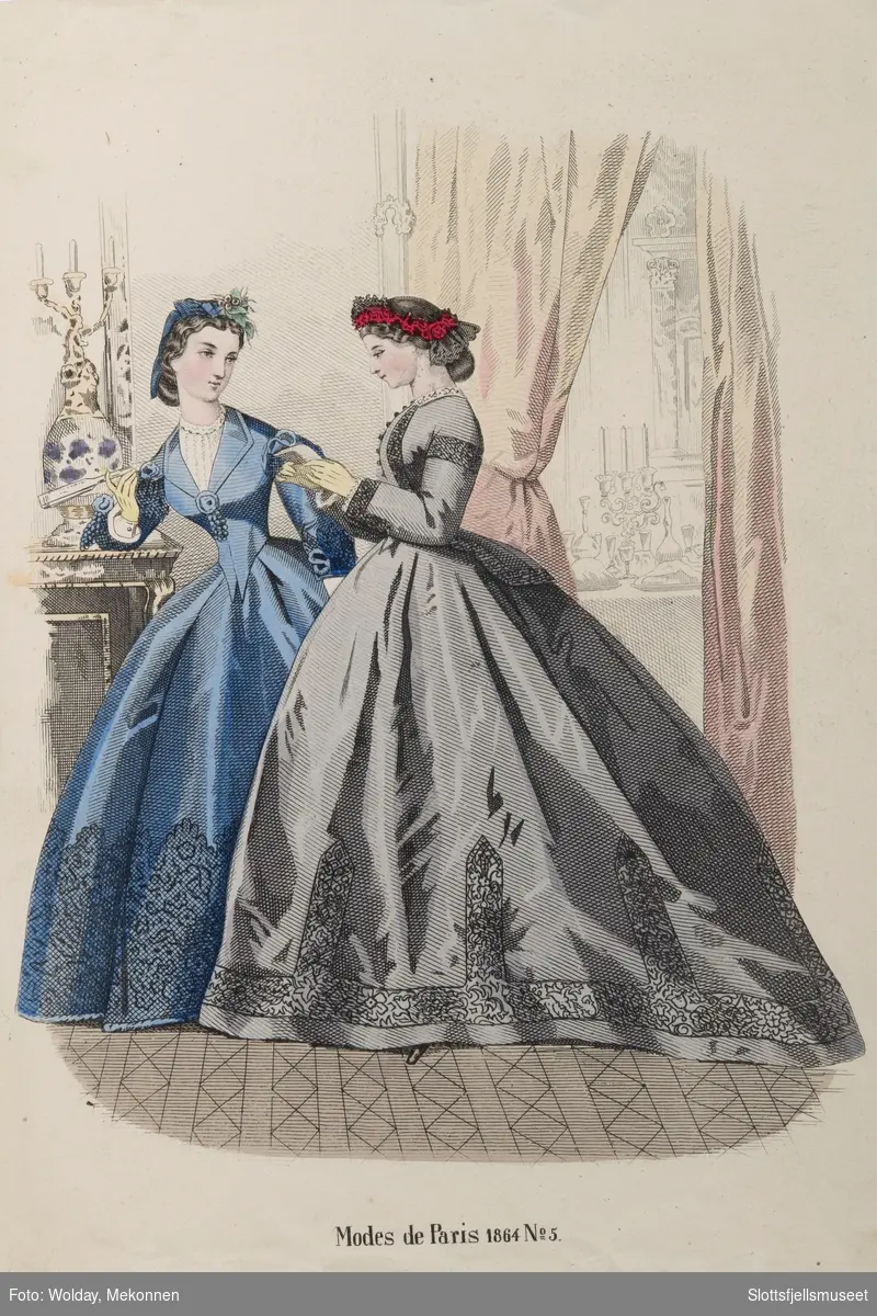 Illustrasjoner av dameklær fra 1864
