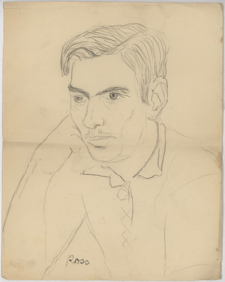 Portrettegning av Henry Ross (f. 1918), fange i Vollan kretsfengsel i Trondheim 17.12.1941–09.02.1942.