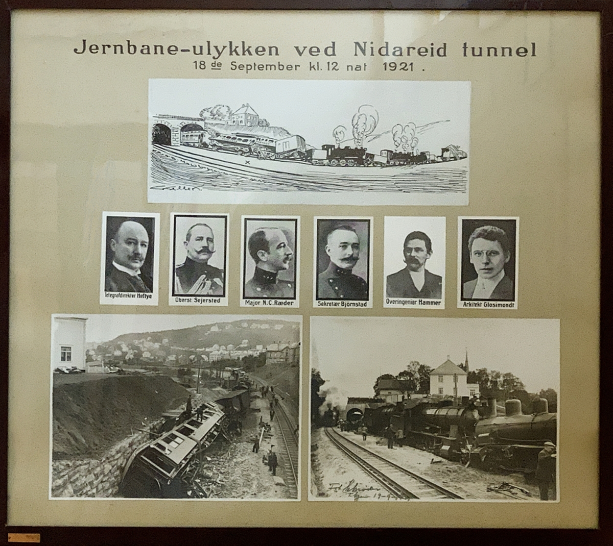 Jernbane-ulykken ved Nidareid tunnel. 18.09 kl 12 natt 1921