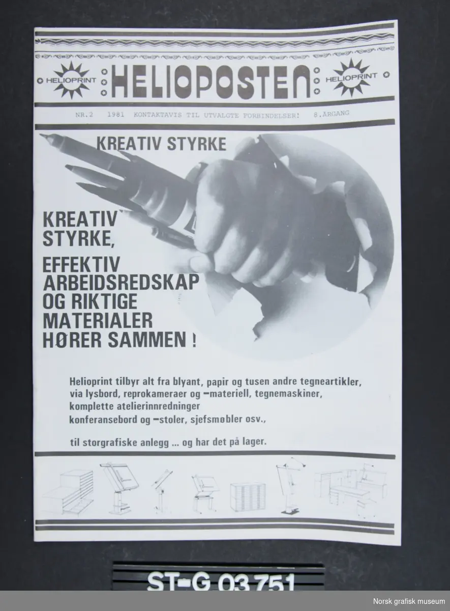 Utgave nr. 2 1981 av Helioposten, "Kontaktavis til utvalgte forbindelser". 8. årgang, utgitt av Helioprint.