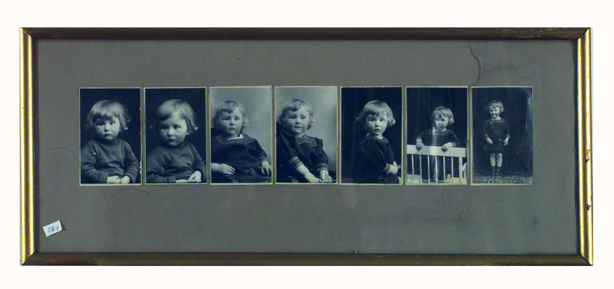 Syv bilder av Sigrid Undsets niese Ulla som liten pike..