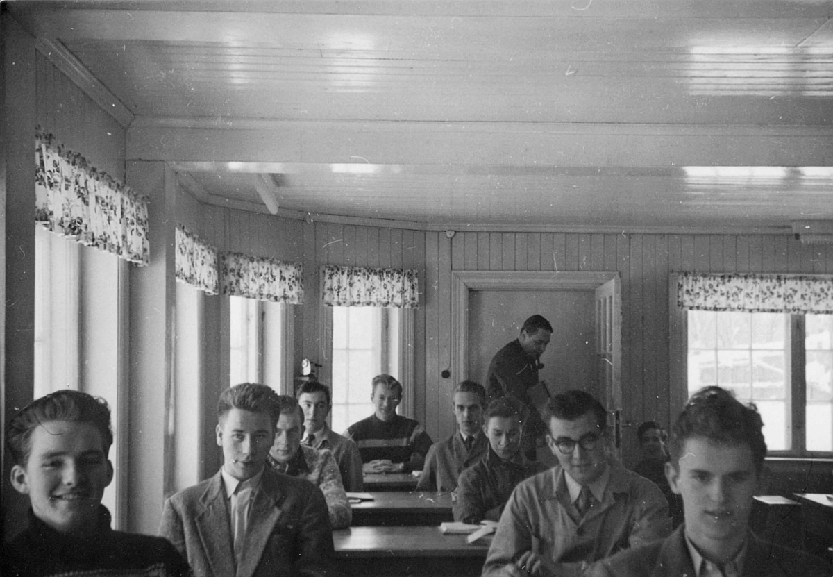 postskolen, forkurset for postelever, januar-februar, 1957, interiør