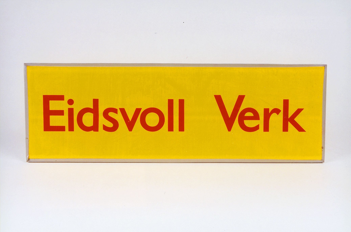 Postmuseet, gjenstander, skilt, stedskilt, stedsnavn, Eidsvoll Verk.