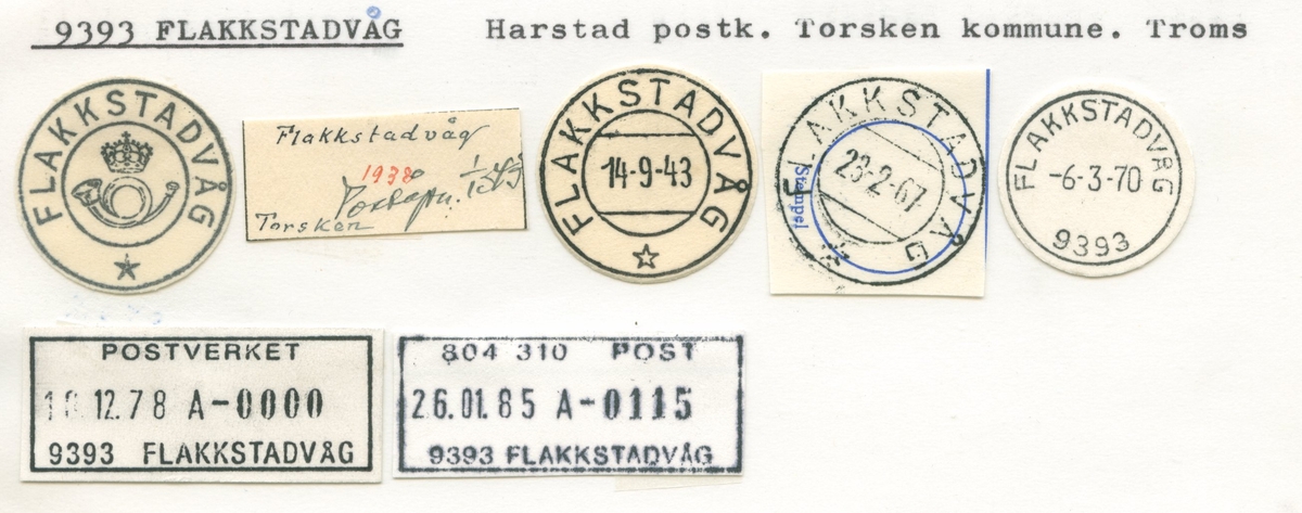 Stempelkatalog, 9393 Flakkestadvåg, Harstad, Torsken kommune, Troms
