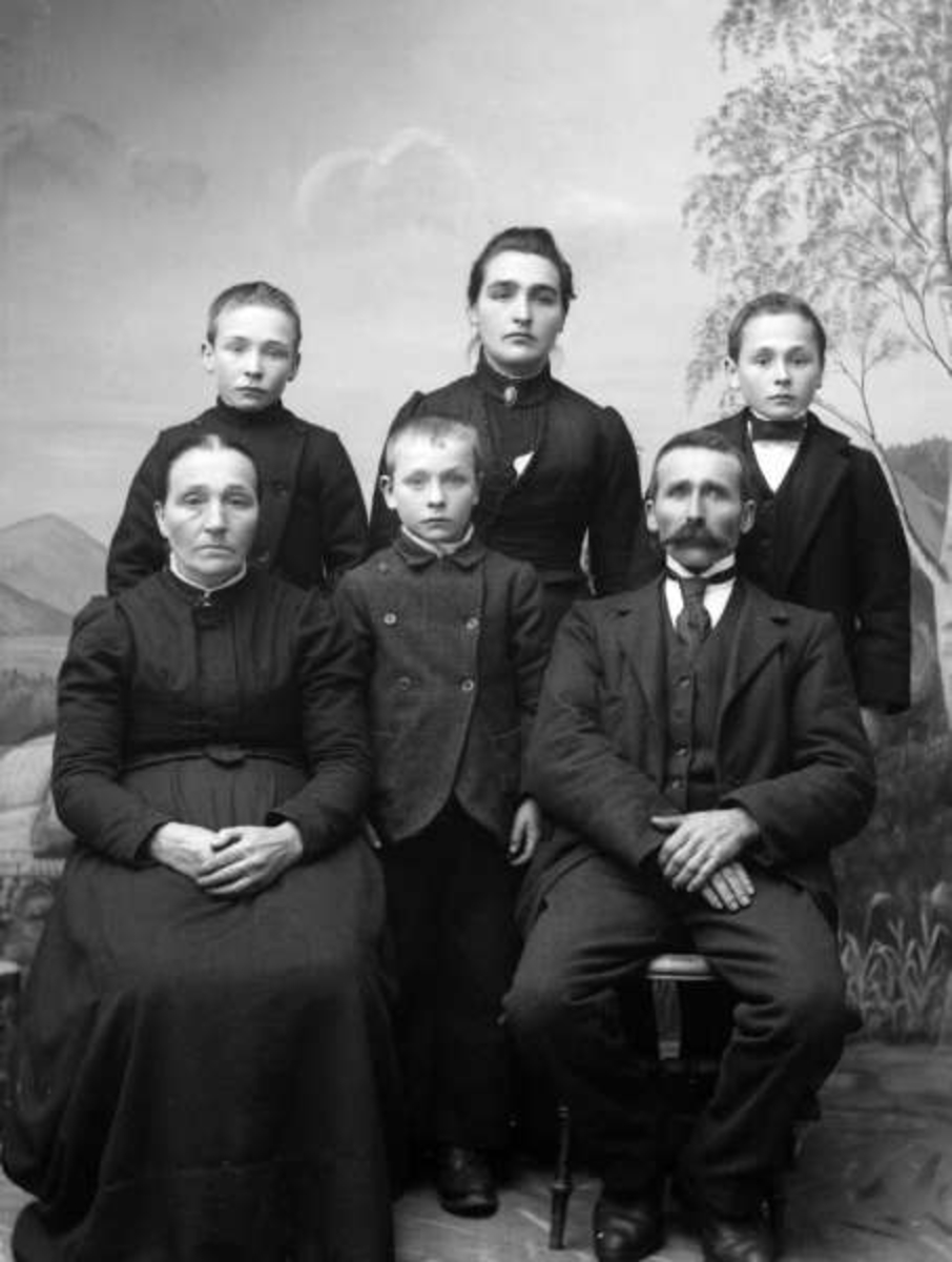 Pro. 06.12.1904. Ole Muruteigløkken  med familie. Gruppebilde, kvinner, mann, gutter.
