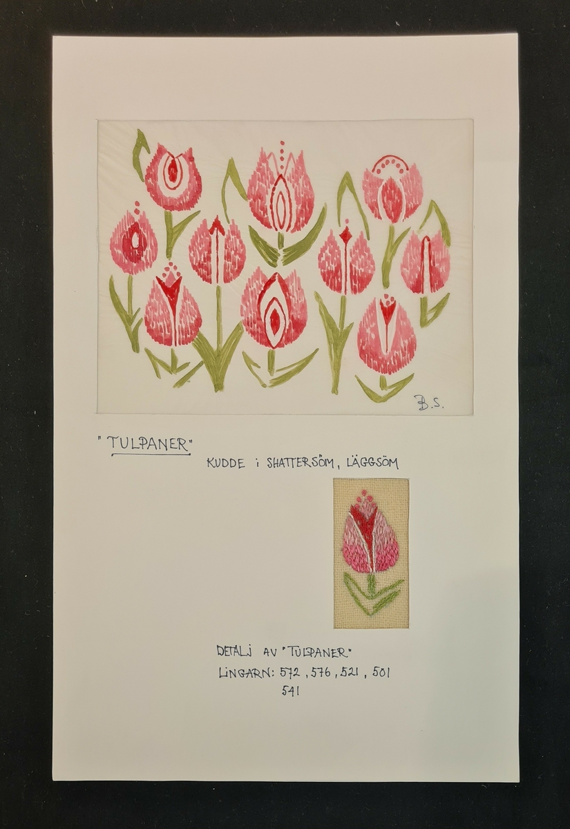 Tulpaner - 1 ark med pappersmönster och uppsydd detalj

Ingår i en samling av tio mönster.