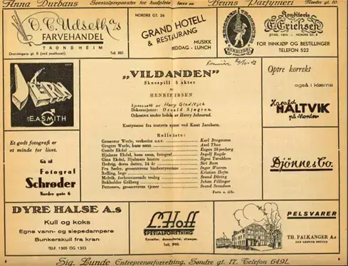 Program for Vilanden 1942, Trøndelag Teater