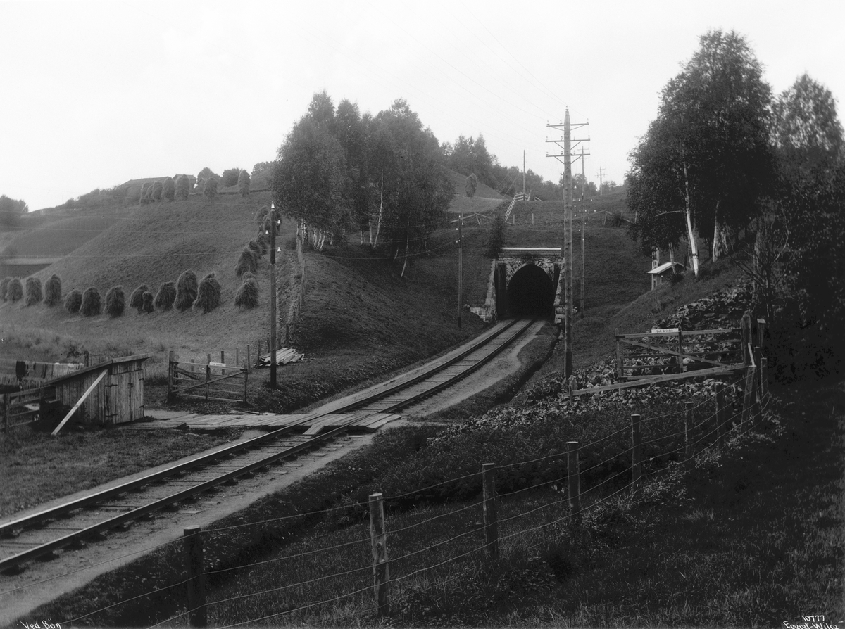 Bro over Hovedbanen ved Bøn i Eidsvoll. Fotografert i 1909.