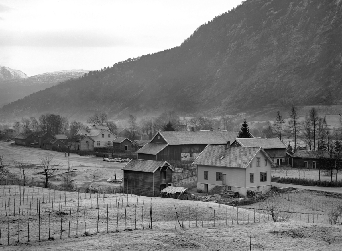 Vinter, rim / snø på bakken, tomme hesjer
Gårdstun i Førde
Fotografert i perioden mellom 1905 - 1943
