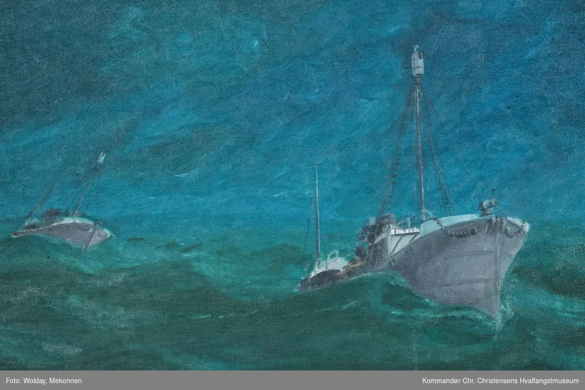 Hvalbåter i stor sjø, 1933.