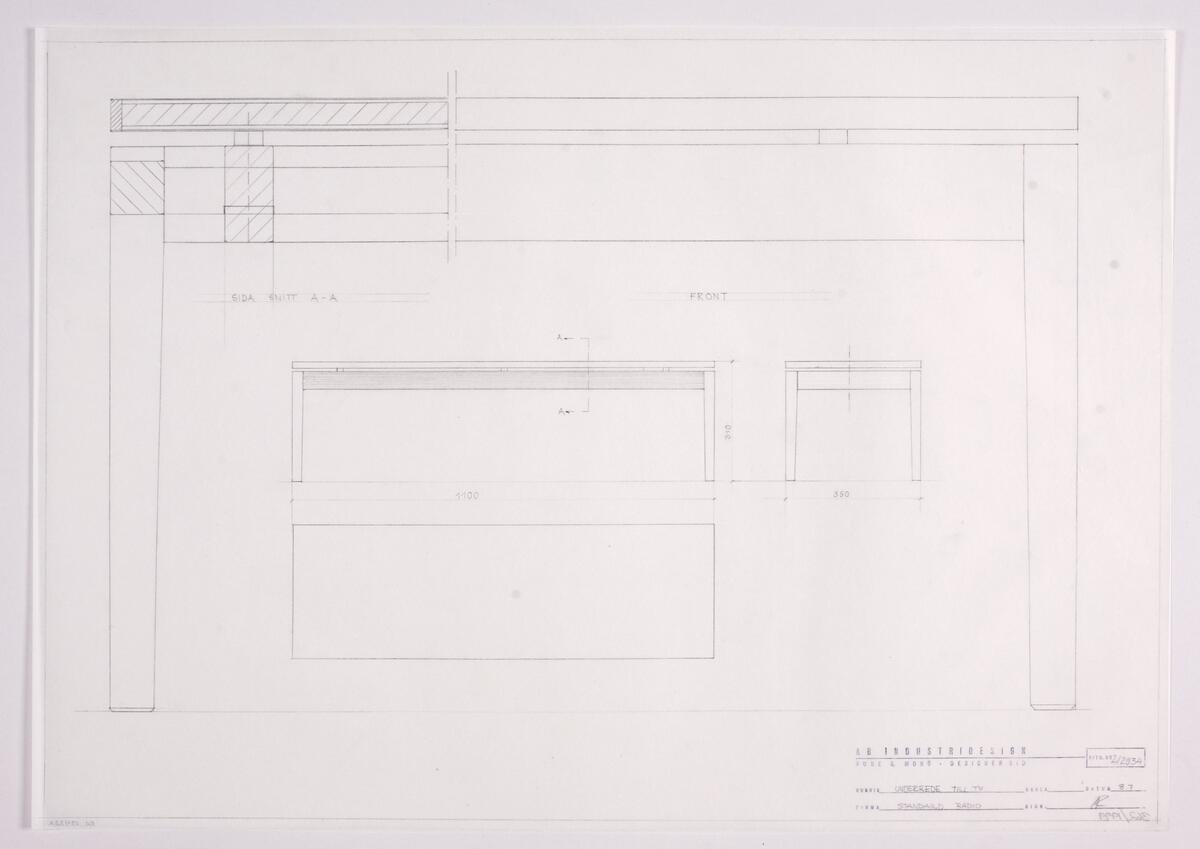 Tv-bänk [ritning] - Designarkivet / DigitaltMuseum