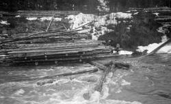 Tømmertillegging ved Dalsvelta i Stokkeelva, som var grense 