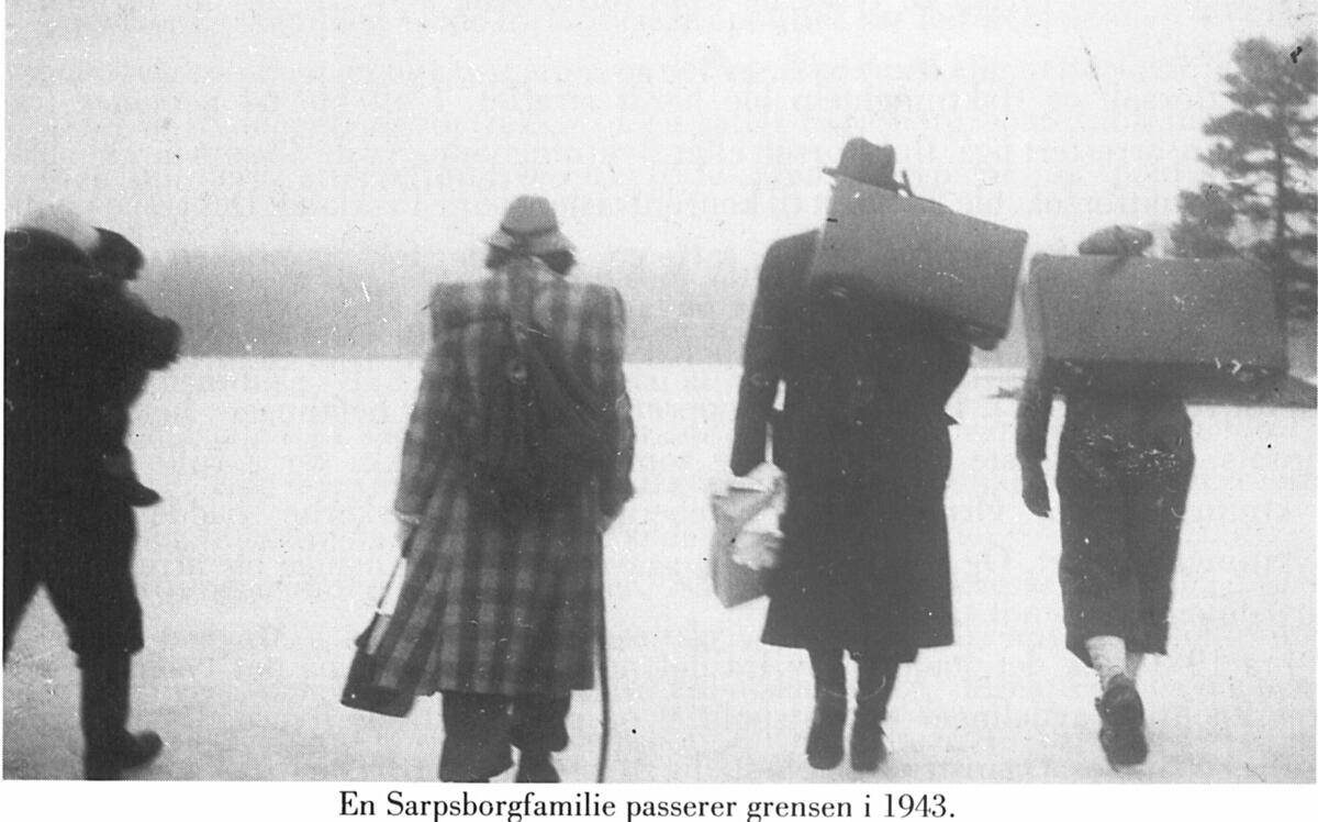 En Sarpsborgfamilie på flukt over grensen til Sverige under verdenskrigen