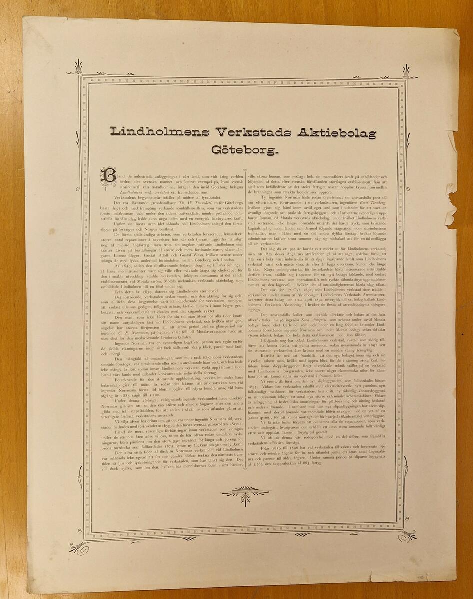 Tjugo sidor korta texter om olika företag.

1. Wennberg & Ramstedts ångqvarnsaktiebolag.
2. Dito.
3. Ludwigsbergs Verkstads Aktiebolag.
4. Gefle ullspinneri och Trikåfabrik, A. Ferd. Sjöberg.
5. Fagersta Bruk.
6. Stora Varfvet.
7. Berglunds Mekaniska Verkstad.
8. Aktiebolaget Iggesunds Bruk (2 sidor).
9. Höganäs Stenkolsbolag. På baksidan: Varpnäs Förlags Aktie Bolag Söderhamn.
10. Höganäs Stenkolsbolag.
11. J.O Öberg & Son, Eskilstuna.
12. Aktiebolaget Barnängens Tekniska Fabrik.
13. Lindholmens verkstads Aktiebolag Göteborg.
14. Ytterstfors Trävaru - Aktiebolag.
15. Berglunds Mekaniska Verkstad.
16. Roma sockerbruk.
17. A. L Helleberg & Son.
18. Roma Sockerbruk.
19. Nya Aktiebolaget Atlas.
20. Aktiebolaget Finspongs Styckebruk.
