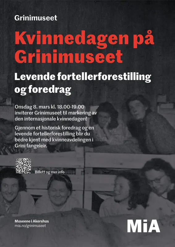 Plakat for kvinnedagen 2023 på Grinimuseet