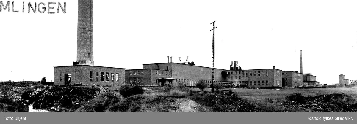 Borregaard fabrikker i Sarpsborg, cellulosefabrikken fra sør, 1945.