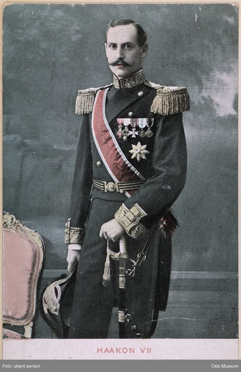 portrett, mann, konge, stående knefigur, uniform
