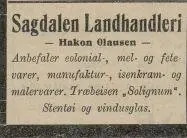 Reklame for Sagdalen Landhandleri i avisen Romerike, den 17.07. 1920. Nasjonalbiblioteket.