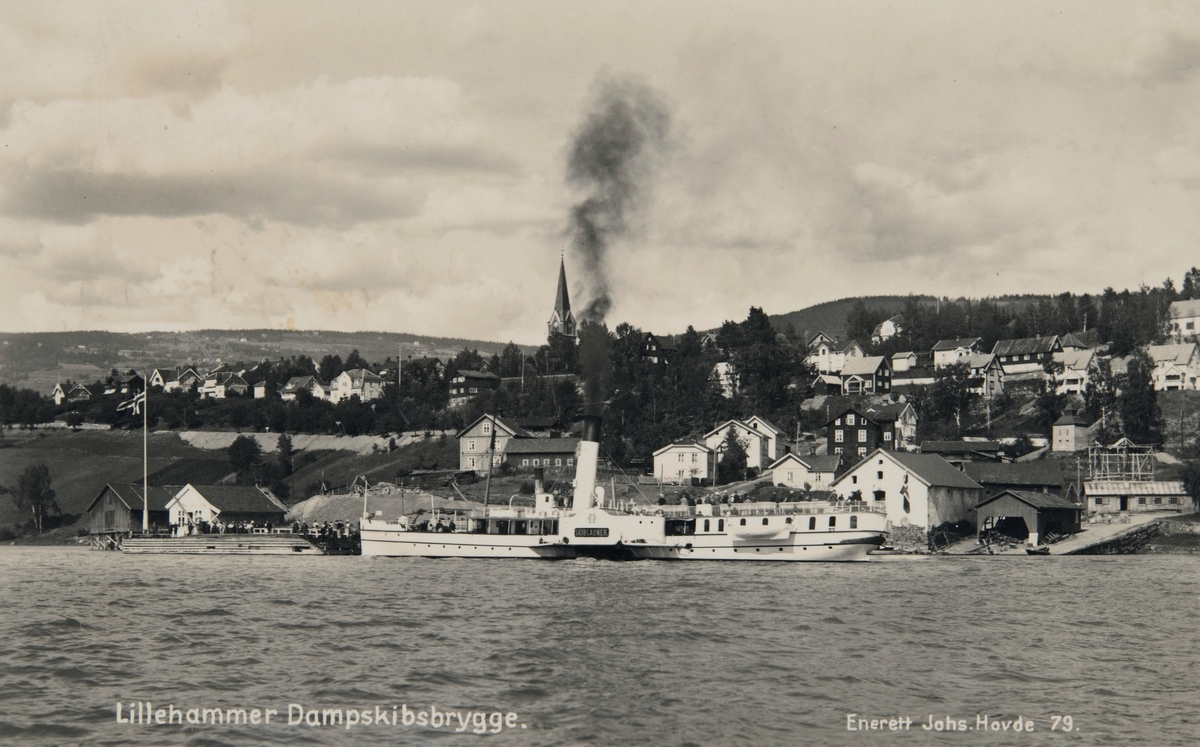 Postkort, Lillehammer brygge, Dampskipsbrygge, mjøsbåt, D/S Skibladner
