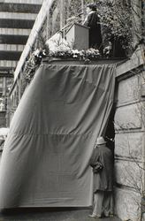 1. mai 1989 i Oslo sentrum. Gro Harlem Brundtland taler på Y