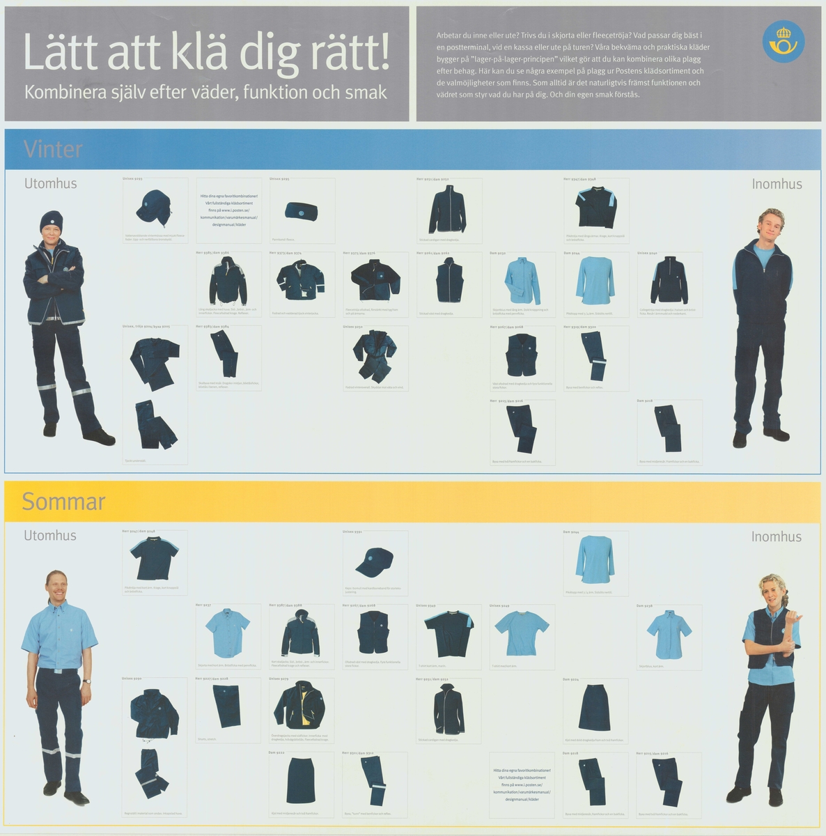 Postens klädsortiment / uniformer.