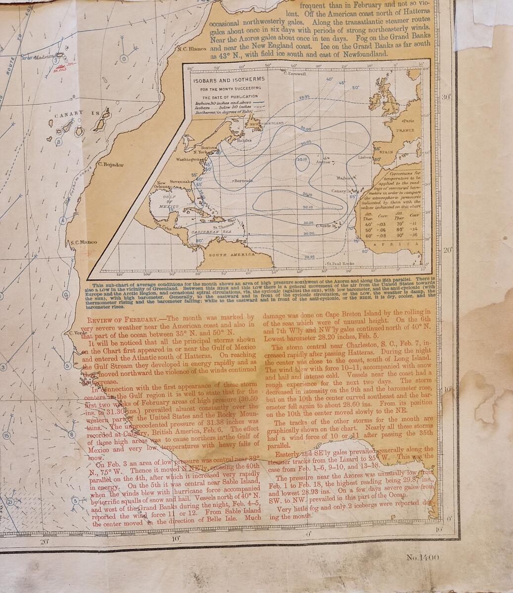 Pilotchart of the North Atlantic Ocean. March 1895.
