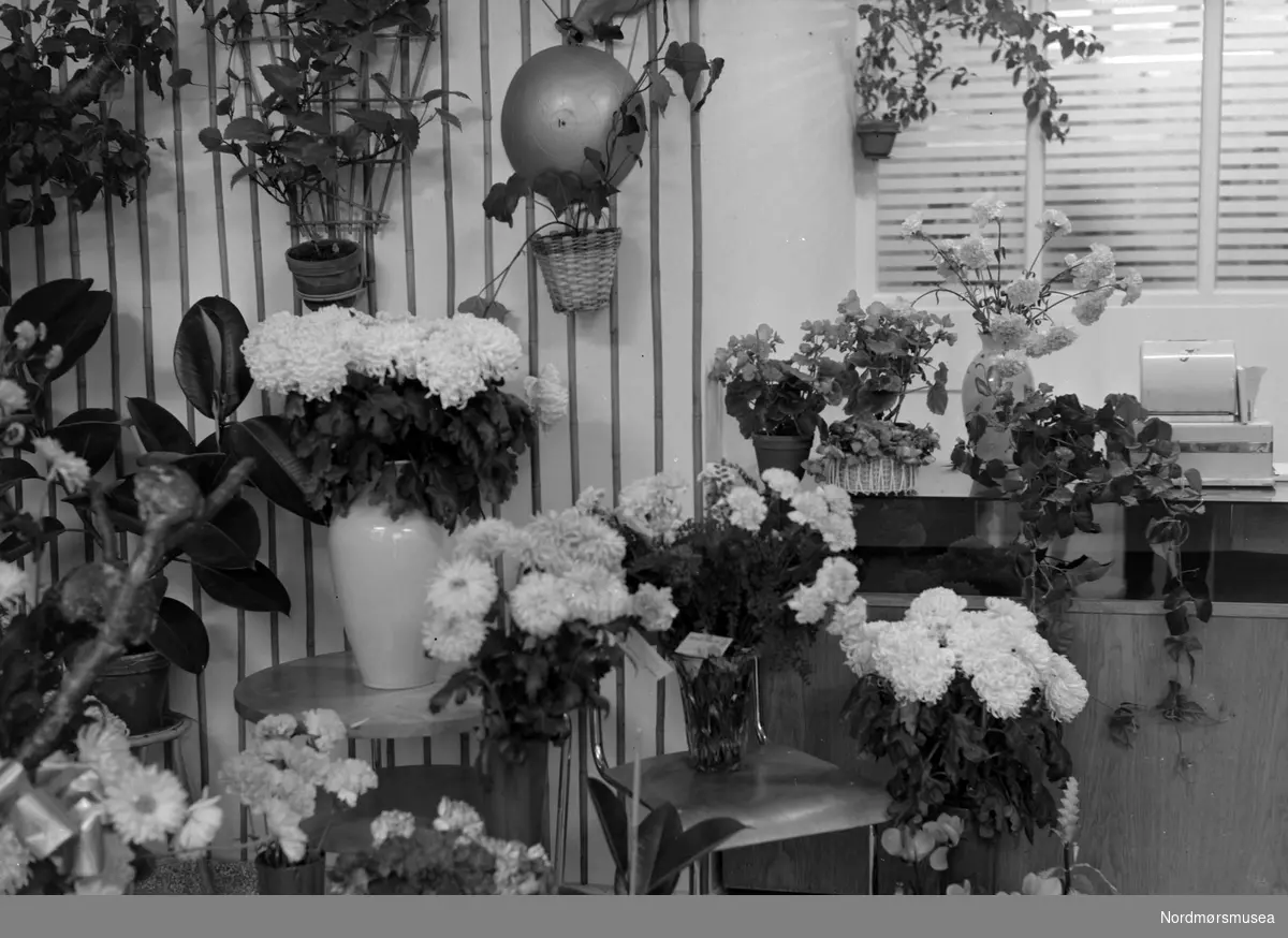 Gunda Asprong Bellis blomsterforretning. Fra fotoarkivet etter portrettfotograf Claus Monge. Nordmøre museum overtok samlingen fra sommeren 2011.