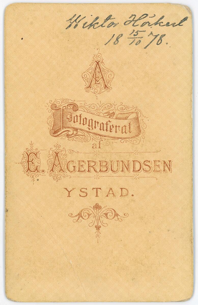 Porträtt på Höckert, Wiktor. Foto 1878