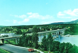 Postkort, Akershus, Minnesund bru, riksveg 50 over Vorma, br