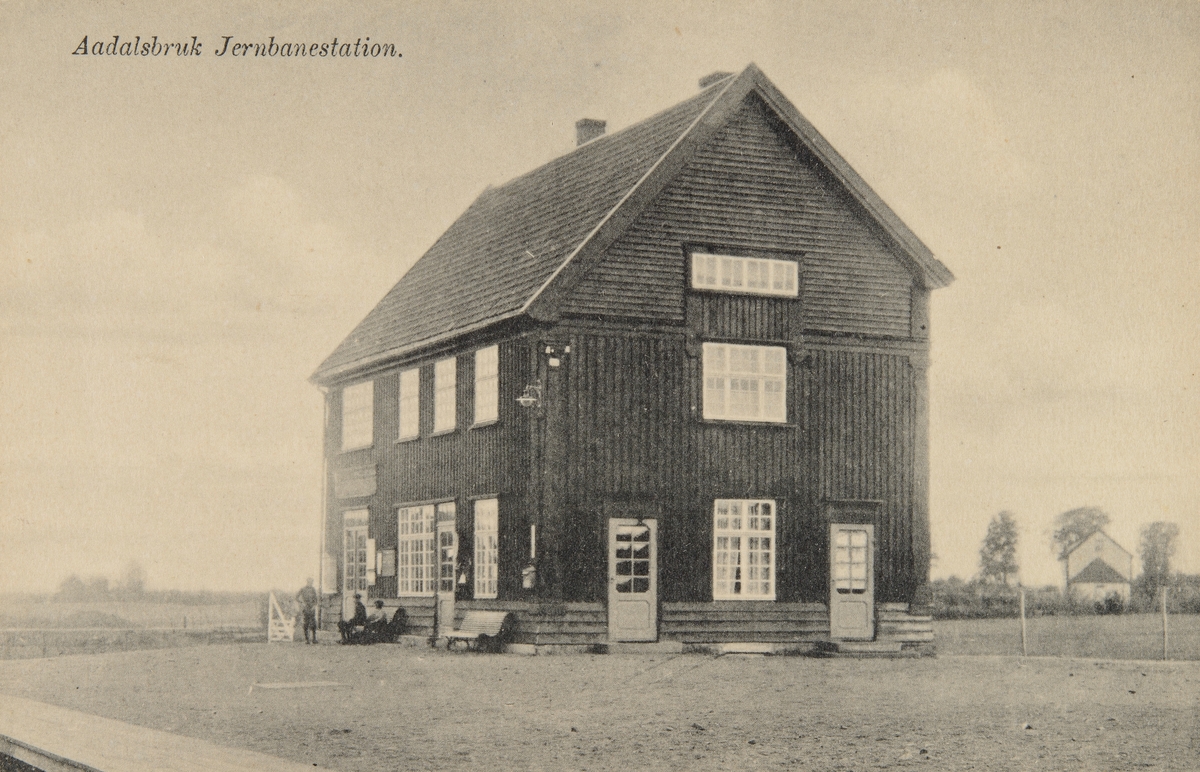 Postkort, Løten, Aadals Brug, Ådalsbruk stasjon,