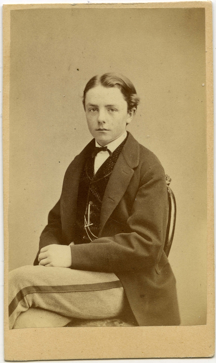 Porträtt på Alfred Lars Leonard von Heijne. Född 14 juni år 1853 på Bjälkesta. Kadett vid krigsskolan på Karlberg 19 januari år 1872. Död där 9 maj år 1874.