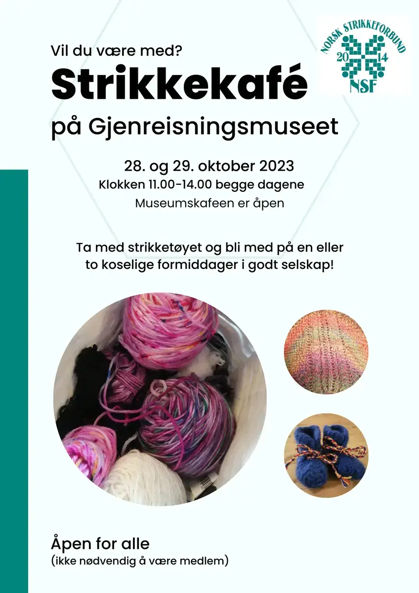 Plakat for åpen strikkekafé.