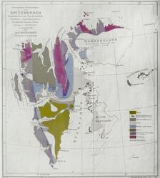 Kart over geologiske epoker. Laget av A.G. Nathorst. Tekst m