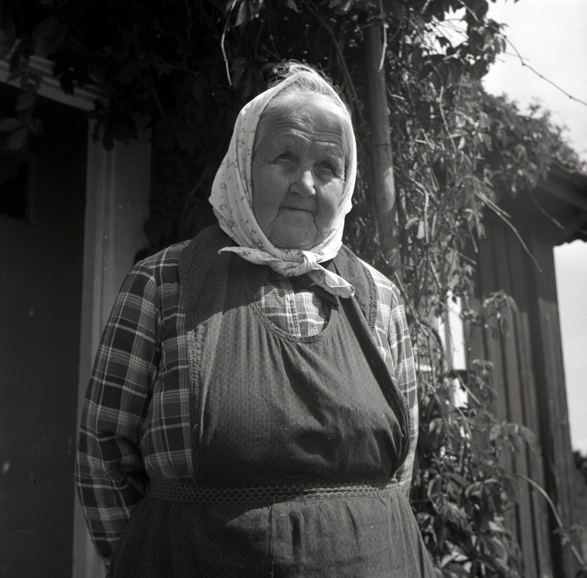 Äldre kvinna vid Jutnabbstorpet.