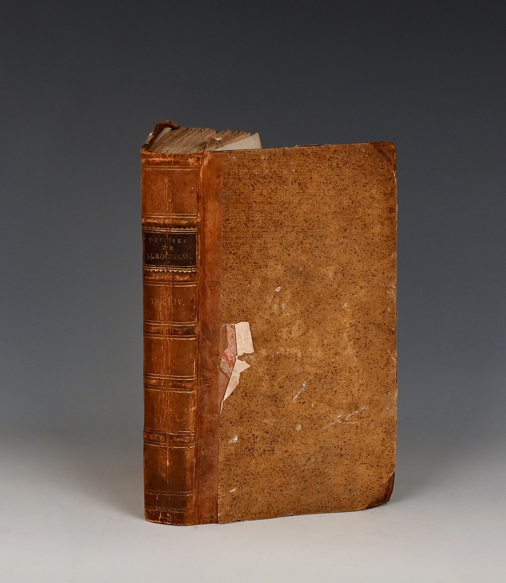 Prot: "Oeuvres de J.J. Rousseau XI-XIV, XVII-XVIII og XXII". Geneve 1781-82. Helskbd. fra samtiden. 12.