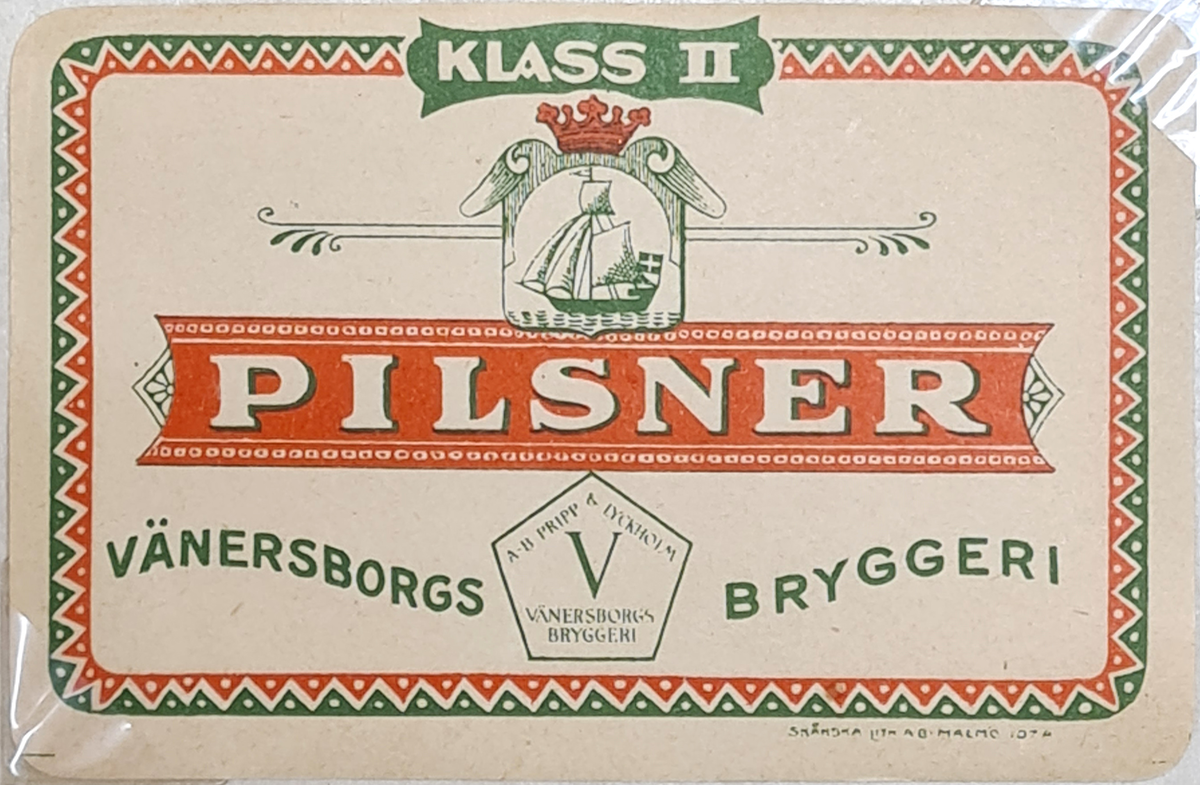 Etikett från Vänersborgs bryggeri.
